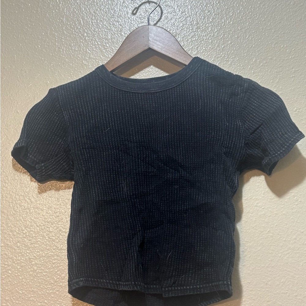 Forever 21 Black Ribbed Crop Top